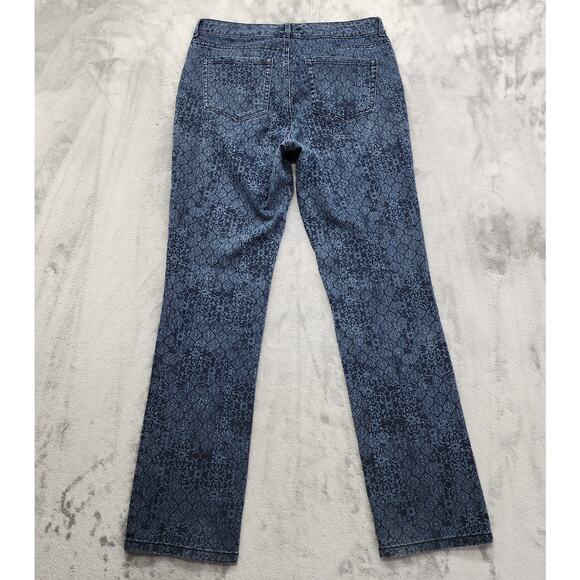 Charter Club Jeans Womens 10 Blue Geometric Lexington Straight Leg Stretch Denim - Picture 3 of 14